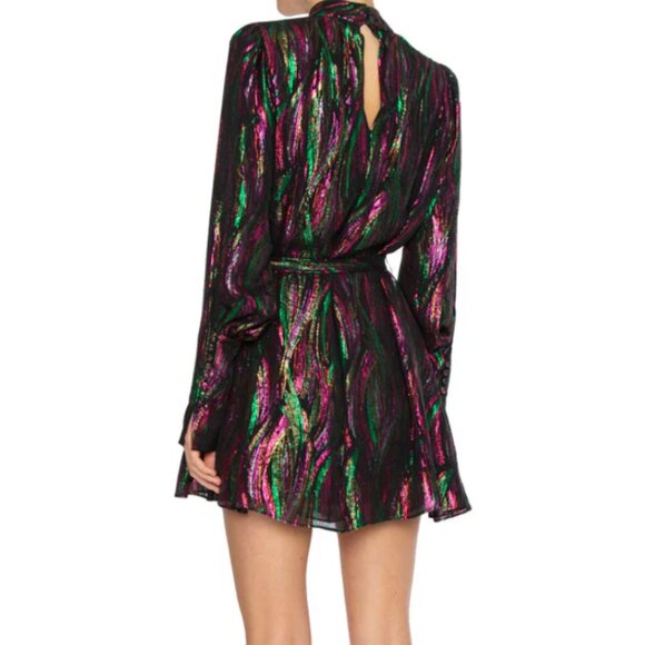 NWT SALONI Tania Rainbow-Jacquard Silk-Blend Dress - US Size 8 - Picture 2 of 12